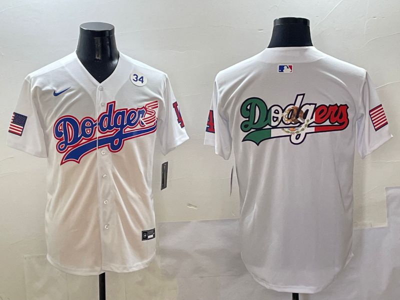 Men Los Angeles Dodgers Blank White national flag second generation joint name Nike 2025 MLB Jersey style 10